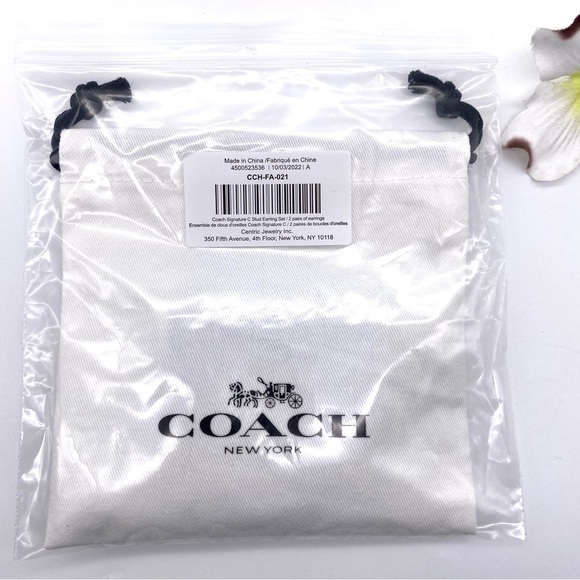 NWT Coach Signature C & Stone Stud Earrings Set - Picture 13 of 15